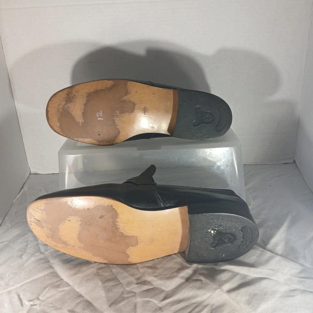 Mason Shoes Mens Black Leather‎ Penny Loafers Made in USA Size 10 TJ18865 854M67